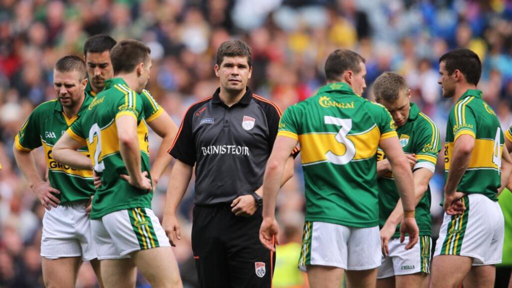 Kerry manager Eamonn Fitzmaurice before the 2013 All-Ireland SFC semi-final against Dublin at Croke Park. Kerry lost but such was their performance the young manager emerged with his reputation actually enhanced. Photograph: Cathal Noonan/Inpho