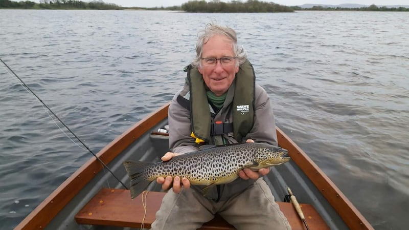UK angler Malcolm Patrick with a fine trout on Corrib