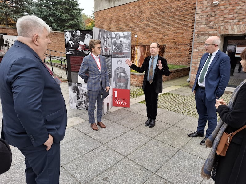 Oliver Sear at the opening of his exhibition in Lodz. Photograph: Muzeum Tradycji Niepodległościowych