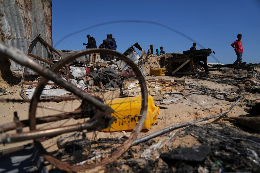 Damage in Khan Younis, Gaza. Photograph: Abdel Kareem Hana/AP