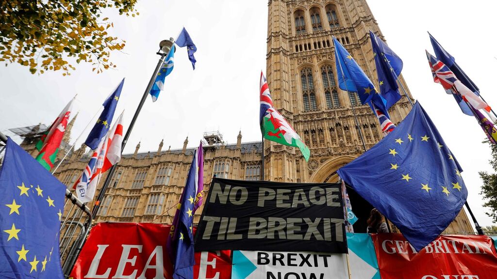 A Brexit protest outside the UK parliament. The EU on Monday agreed to a Brexit extension until January 31st. Photograph: Getty Images