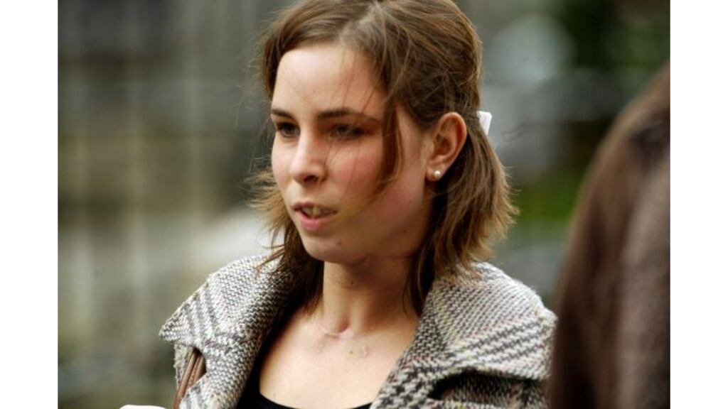 Barbara Riouall leaving the court where Aleksejus Belousovas
from North Circular Road was sentenced to 15 years for the
attempted murder of the French student at her apartment in Dublin
city centre.