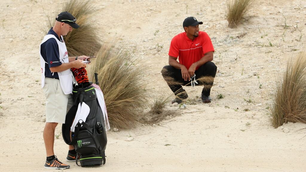 Tiger Woods of the United States and caddie Joe LaCava on the third hole during the final round of the Hero World Challenge at Albany, The Bahamas. Photograph: Christian Petersen/Getty Images