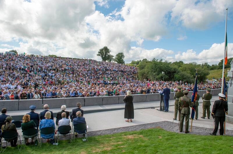 An estimated 10,000 people gathered at Béal na Bláth to mark the 100th anniversary of the assassination of Michael Collins. Photograph: Michael Mac Sweeney/Provision