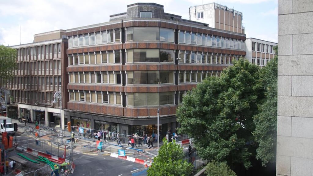 Nassau House, a five-storey retail and office block with shops fronting on to Nassau Street and Dawson Street, Dublin. Photograph: Sara Freund