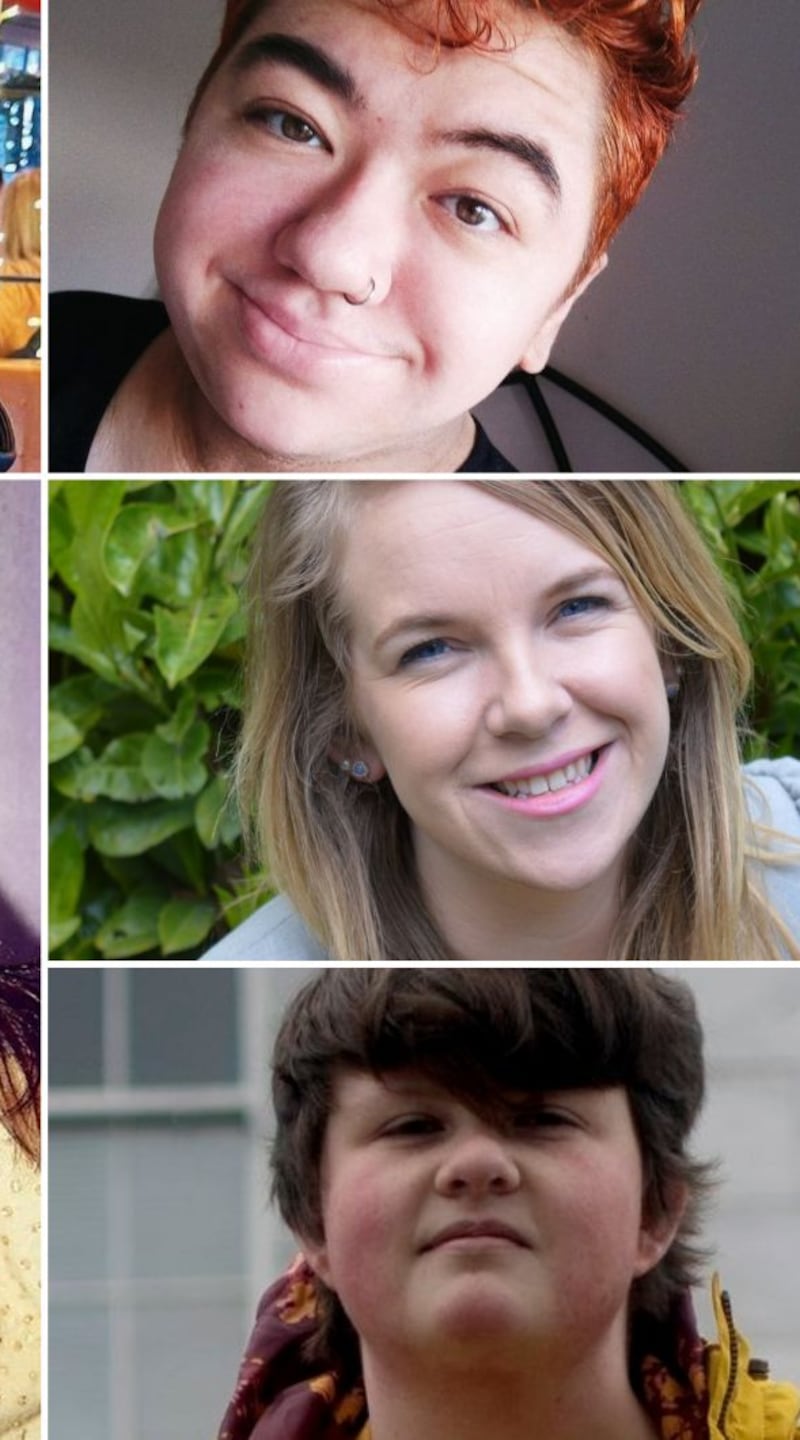 Activists: Caelainn Hogan, Tobi Lawal, Alannah O’Neill Murray (top row); Megan Sims, Amika George, Lisa Nic An Bhreithimh (middle row); Síona Cahill and Saoi O’Connor