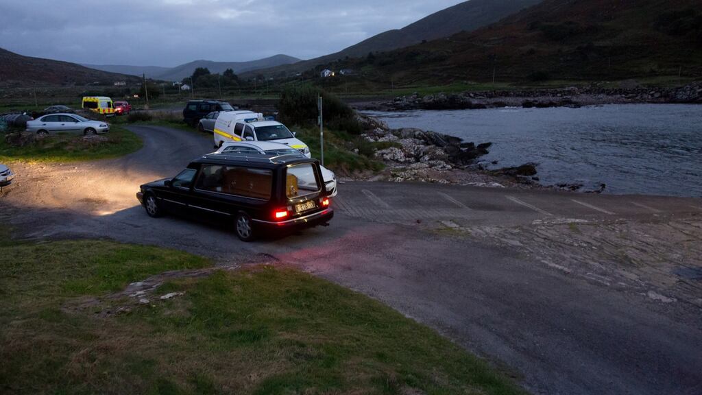 The scene at Coonanna Harbour on Sunday evening. Authorities believe the three men had been out on the water fishing. Photograph: Alan Landers.