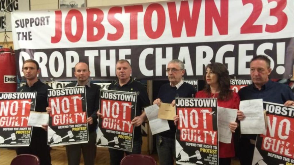 TD Paul Murphy (second from left) with other anti-water charge campaigners during a press conference in Dublin on Tuesday. Photograph: The Irish Times