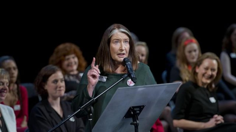 Eleanor Methven speaking at the Abbey Theatre during the Waking the Feminists event in 2016 to highlight a lack of gender equality in the Theatre’s programme of events. Photograph: Brenda Fitzsimons