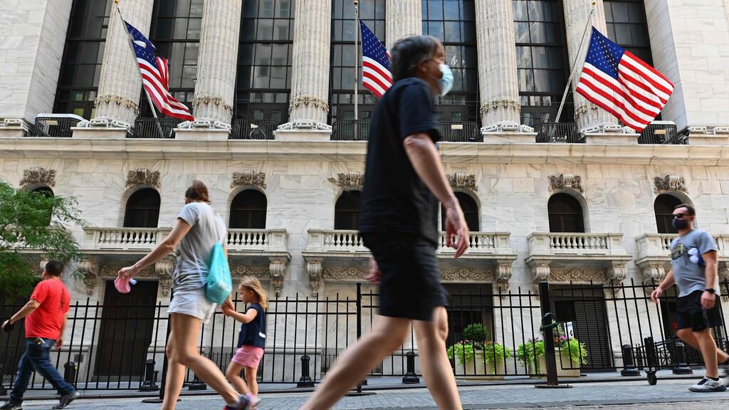 The New York Stock Exchange: tech stocks were under pressure on Monday. Photograph: Angela Weiss/AFP