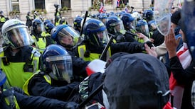Police officers attacked at London protest led by far-right activist Tommy Robinson
