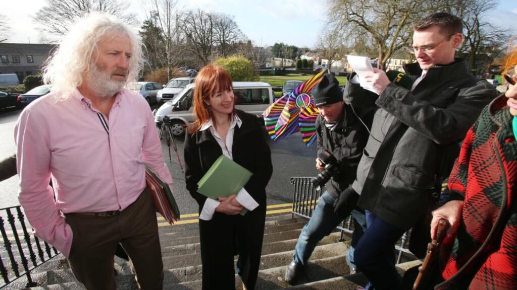 Independent TDs Mick Wallace and Clare Daly arrive at Ennis District Court in a case relating to an incident at Shannon Airport last July. Photograph: Niall Carson/PA Wire