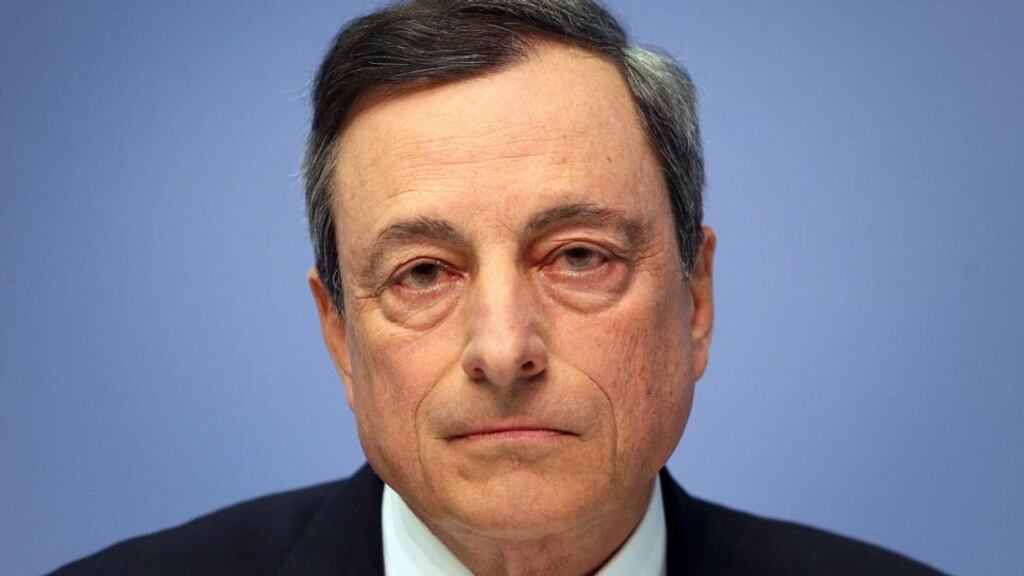 Almost three years have passed since Mario Draghi promised that the ECB would do “whatever it takes” to save the euro. All that followed has pushed the German faction in the bank to the limit but it may yet be pushed further still. Photograph: Daniel Roland/AFP/Getty Images