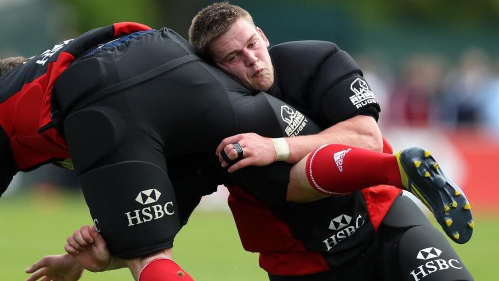 Dan Lydiate in action during the Lions’ training session in Carton House yesterday. Photograph: Dan Sheridan/Inpho