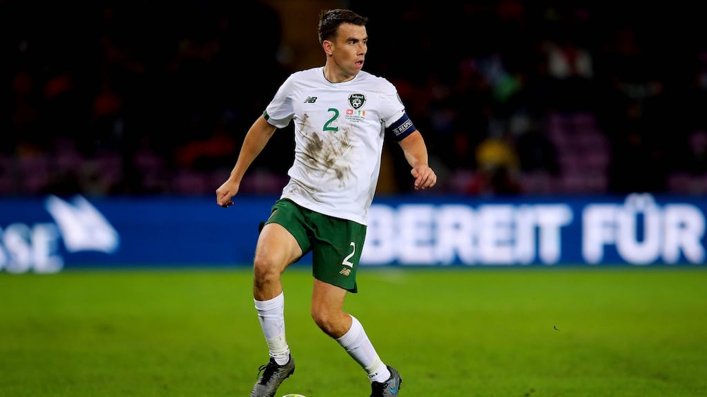 Ireland captain Seamus Coleman returns after missing 10 games and looks to be in a strong position to start on Wednesday night. Photograph: Inpho