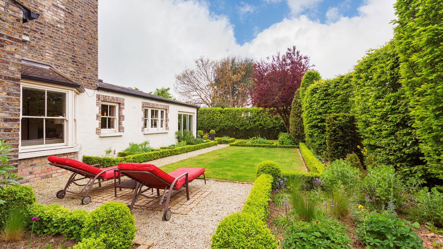 West-facing gardens at 31 Park Avenue, Dublin 4