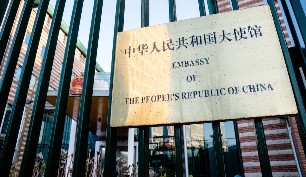 The Chinese embassy to the Netherlands in The Hague. The embassy said it was not aware of two illegal 'police stations' in the Netherlands reportedly being operated by China. Photograph: Bart Maat/ANP/AFP via Getty Images