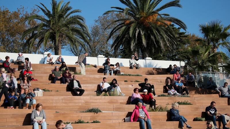 People on the Rivera beach in Sochi. Photograph: Dmitry Feoktistov\TASS via Getty Images