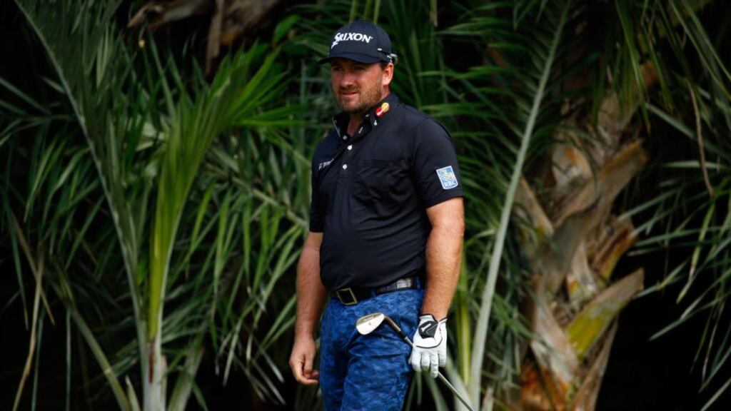 Graeme McDowell of Northern Ireland watches his first shot on the 8th hole during the second round of the OHL Classic at the Mayakoba El Camaleon Golf Club. Photograph: Justin Heiman/Getty Images