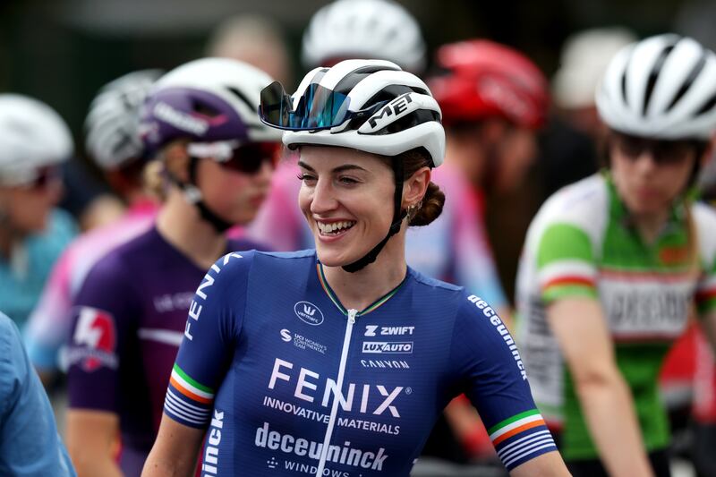 Imogen Cotter of Fenix-Deceuninck before the Cycling Ireland Junior Road National Championships in Dungannon. Photograph: Bryan Keane/Inpho