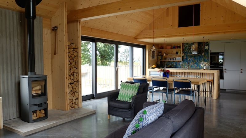 The kitchen table is made from offcuts of the cross laminated timber used to construct the first floor of the Co Down ‘long house’.