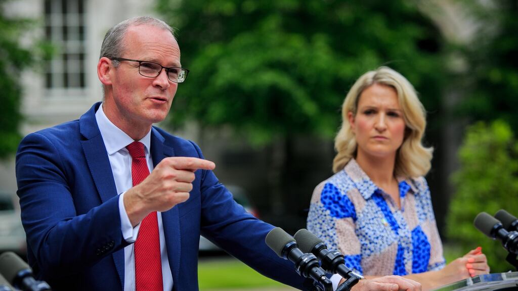 Tánaiste Simon Coveney with Minister of State for European Affairs Helen McEntee: Mr Coveney promises there will be no infrastructure on the Border. Photograph: Gareth Chaney Collins