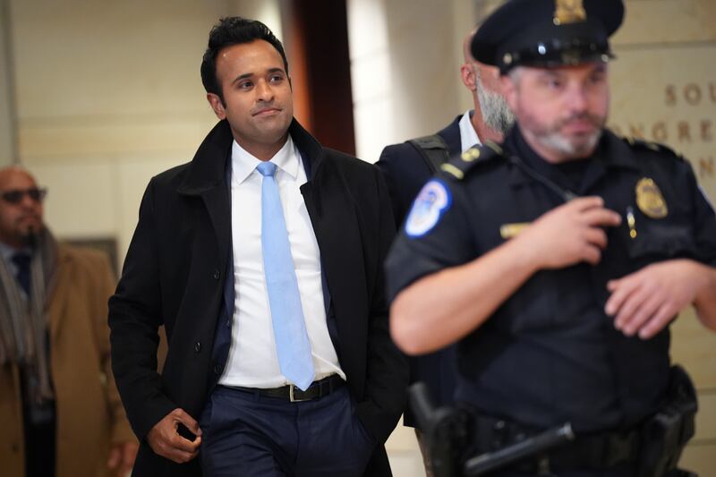 Vivek Ramaswamy arrives at the US Capitol on Thursday. Photograph: Andrew Harnik/Getty Images