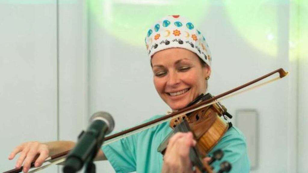 Sharon Corr performs at a fertility clinic in Barcelona. Photograph: Institut Marquès