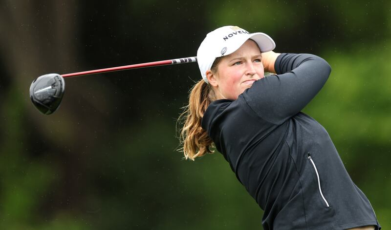 Lottie Woad drives during the final round of the
KPMG Women's Irish Open at Carton House. Photograph: Laszlo Geczo/Inpho