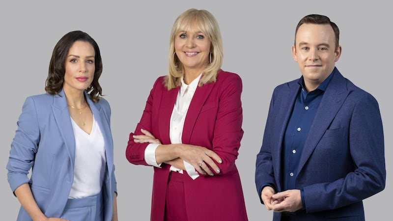 New RTÉ Prime Time presenting team, as Miriam O’Callaghan is joined by Sarah McInerney and Fran McNulty. Photogaph: Naoise Culhane