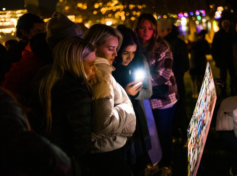 Taking part in a candlelight vigil for those murdered at the University of Idaho. Photograph: Rajah Bose/The New York Times