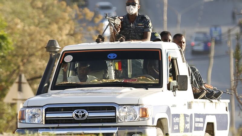Units of the Ethiopian army patrol the streets of Mekelle city on March 7th. Photograph: Minasse Wondimu Hailu/Anadolu Agency via Getty Images