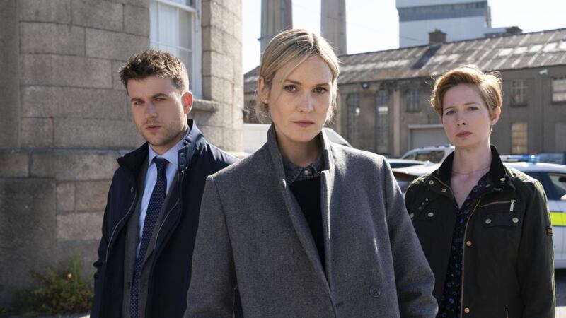 Sean Fox, Lynn Rafferty and Orla Fitzgerald in RTÉ’s hit crime series Taken Down, which was co-written by Jo Spain and Stuart Carolan