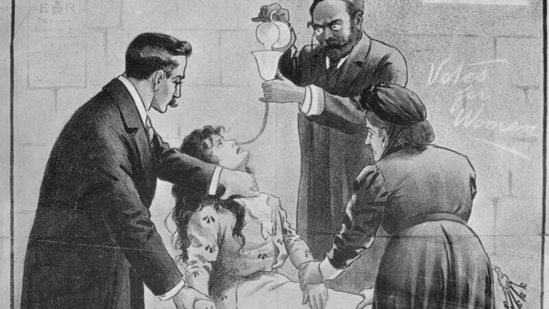 A poster protesting against the force feeding of suffragettes in US prisons in 1905