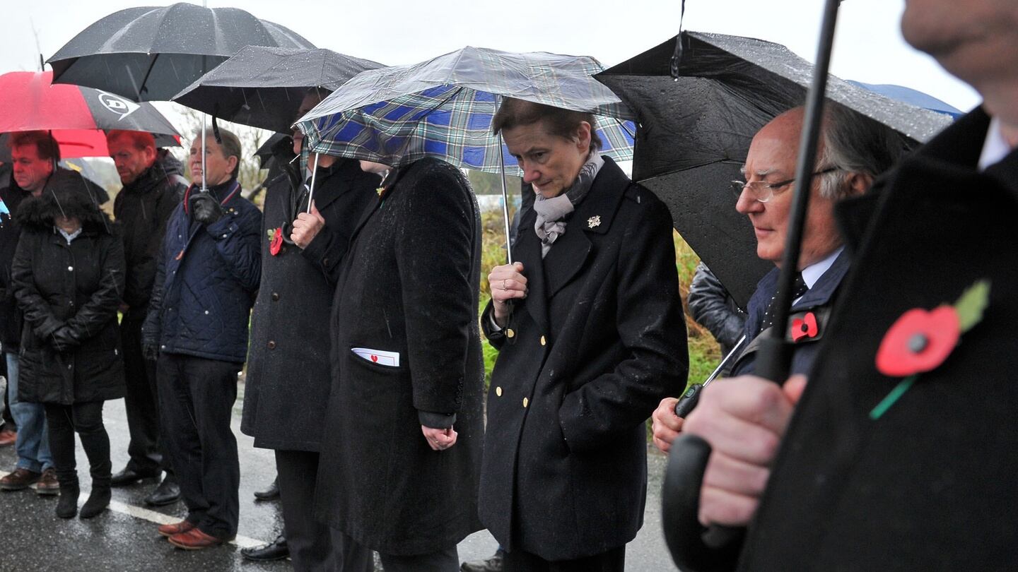 Relatives and friends of the victims of the Kingsmill massacre gather on the 40th anniversary of the incident, January 5th, 2016. Photograph: Justin Kernoghan/Alan Lewis/PhotopressBelfast.co.uk