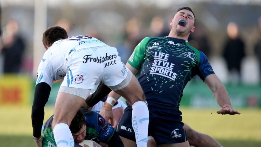 Robbie Henshaw played on impressively after injuring his ankle in Connacht’s defeat to the Exeter Chiefs. Photograph: INPHO/Dan Sheridan