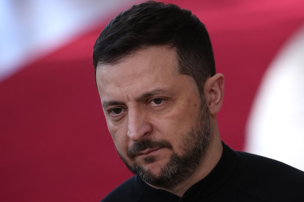 Ukraine’s president Volodymyr Zelenskiy arrives in Brussels for a European Council meeting. Photograph: Christophe Petit Tesson/EPA