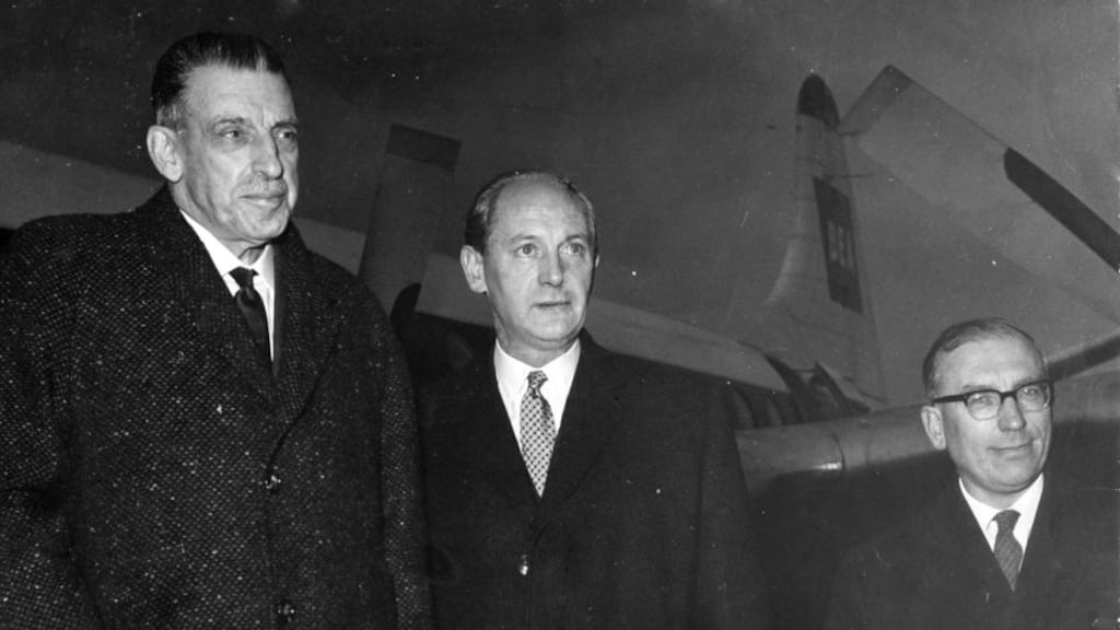 Taoiseach Sean Lemass with industry and commerce minister Jack Lynch and TK Whitaker, secretary of the Department of Finance