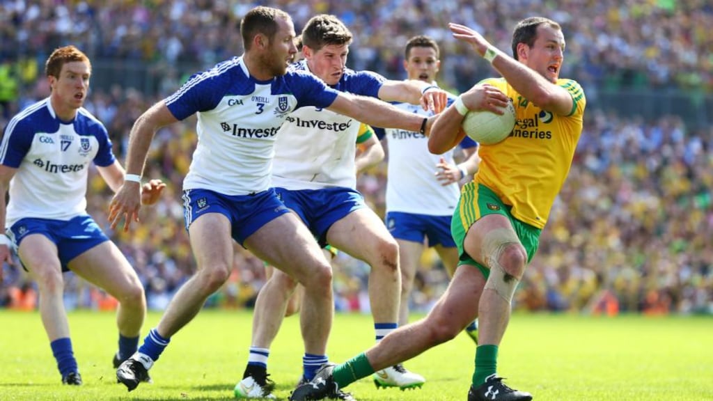 Michael Murphy: wasn’t moveing with his usual freedom for Donegal in the Ulster final against Monaghan. Photograph: Cathal Noonan/Inpho