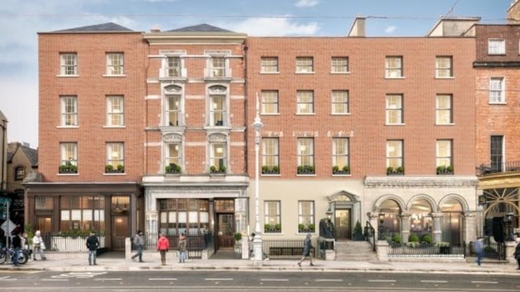 A computer-generated image of the proposed extended Dawson Hotel and refurbished RIAC  in Dublin.