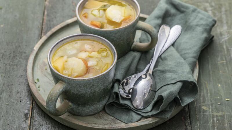 Winter soup with horseradish cream