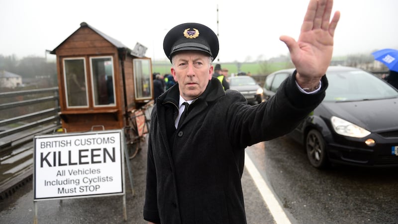 The demonstration was intended to show the effects of post-Brexit customs measures. Photograph: Dara Mac Dónaill