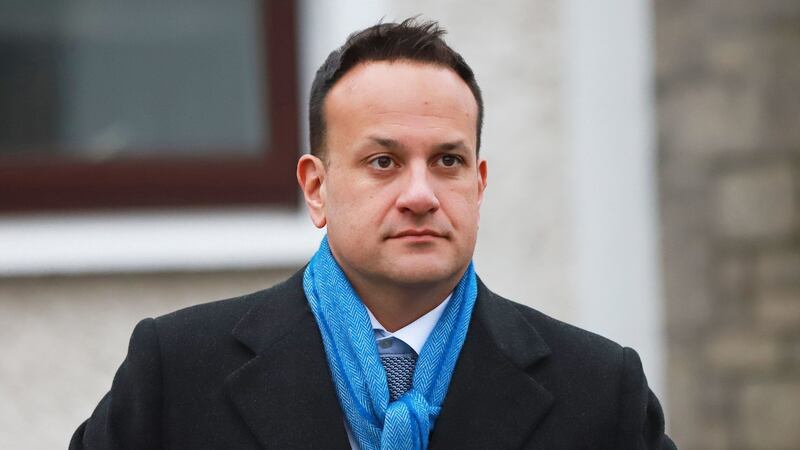 Taoiseach Leo Varadkar attends the funeral of Marian Finucane in Kill, Co Kildare. Photograph: Niall Carson/PA Wire