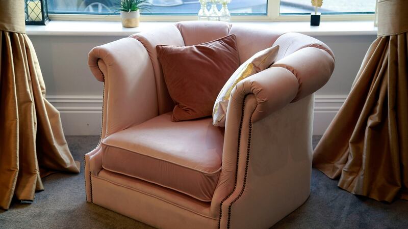 Daly’s favourite piece is an old armchair she had reupholstered in blush pink velvet. Photograph: Nick Bradshaw