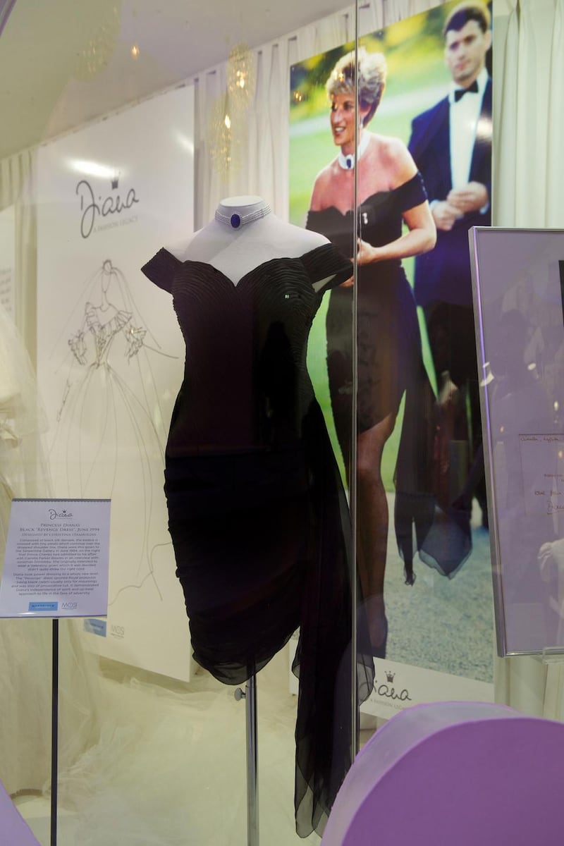 The famous black "Revenge" dress designed by Christina Stambolian for Princess Diana