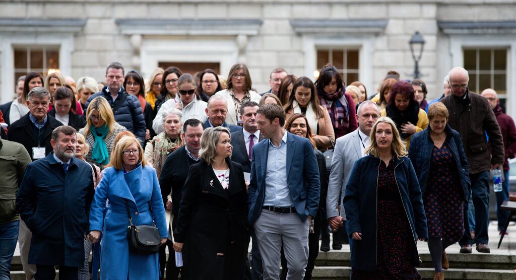 CervicalCheck campaigners leave Leinster House in 2019. Photograph: Tom Honan/The Irish Times