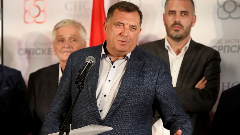 Bosnian-Serb leader Milorad Dodik: “I am going there, to this presidency, to work above all and only for the interests of Serbs.” Photograph: Milan Radulovic/AFP/Getty Images
