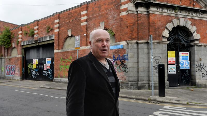 An Taisce’s heritage officer Ian Lumley outside the derelict Iveagh Markets in Dublin. Photograph: Cyril Byrne