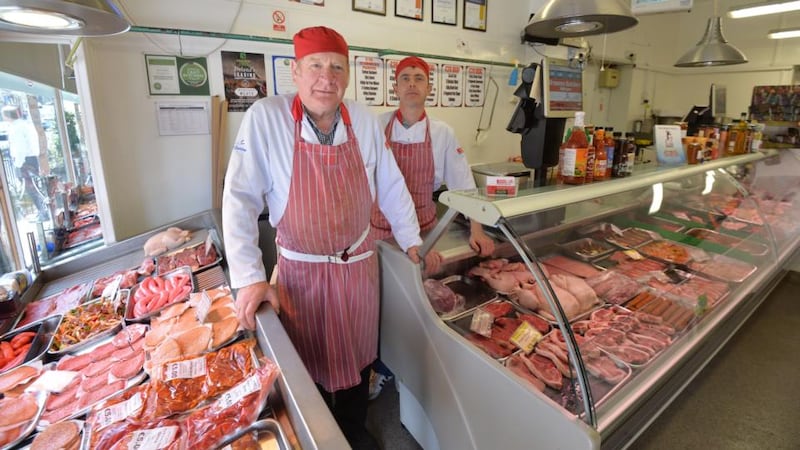 Father and son butchers Sean and Martin Browne (Browne & Son Butchers) in Balbriggan. Photograph: Alan Betson