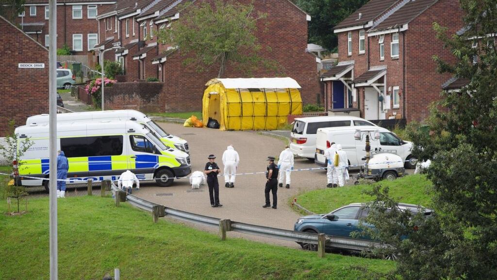 Forensic officers in Biddick Drive in the Keyham area of Plymouth where six people, including the offender, died of gunshot wounds in a firearms incident on Thursday evening. Photograph: Ben Birchall/PA Wire